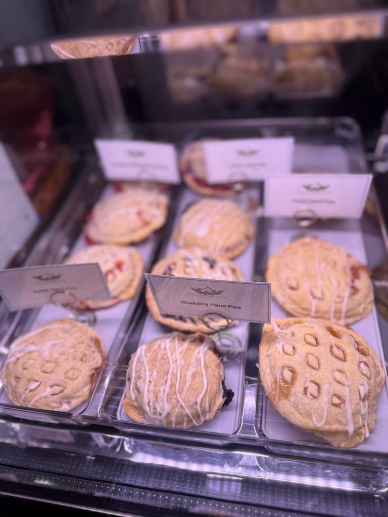 Frosted cookies in the bakery display case